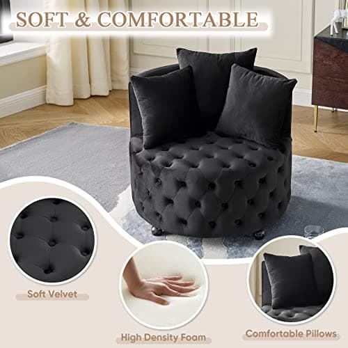 Modern Swivel Chair for Nursery, Living Room, Office, Bedroom - Black