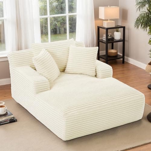 49.2" Full Foam Oversized Chaise Lounge Chair, Cozy Corduroy Upholstered Sleeper Sofa