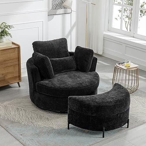 Oversized Swivel Accent Chair for Living Room Bedroom Hotel Office - Beige Boucle