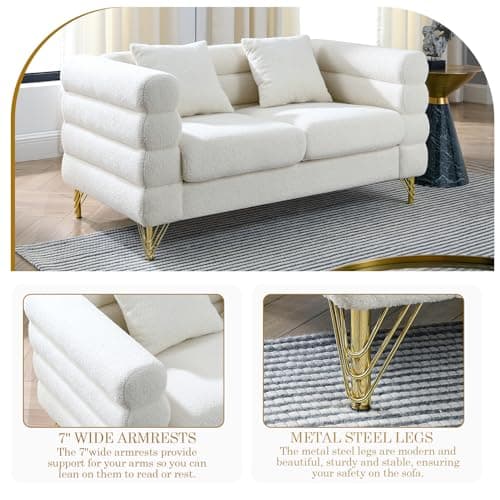 JEEOHEY Oversize 2 Seater Sofa - Modern White Couch for Living Room, Bedroom, Office, Apartment