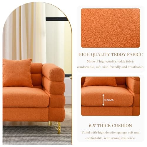 Oversize 2 Pieces Sofa Set, 81 Inch Comfy 3 Seater Sofa, Modern Futon Couch, Bouclé Teddy Cloud Sofa