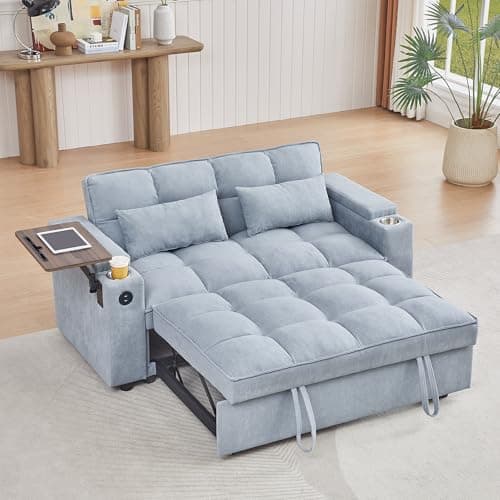 65'' 3-in-1 Folding Convertible Sofa Bed, Grey