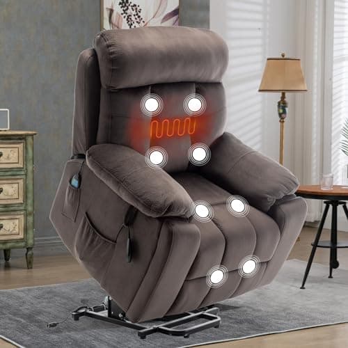 Power Lift Recliner Chair with Massage and Heat for Elderly, Oversized Boy Lazy Electric Recliner - Dark Grey