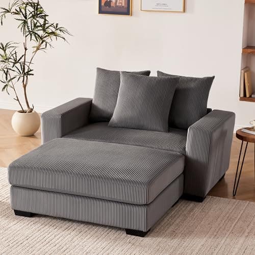 Oversized Chaise Lounge with Ottoman for Living Room and Bedroom
