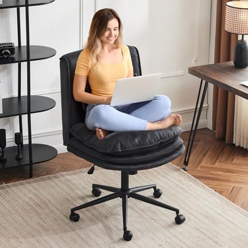VINGLI Yellow Criss Cross Office Chair, 18" High, Swivel, Padded Seat
