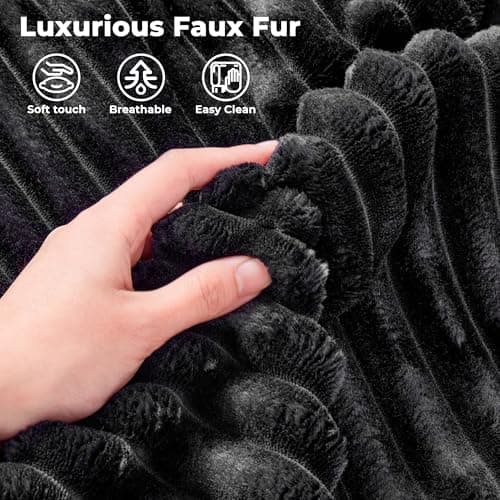 Ovio 81 Oversized Chaise Lounge with Plush Sofa Bed, No Assembly, Modern Fluffy Sleeper for Living Room or Bedroom, Black