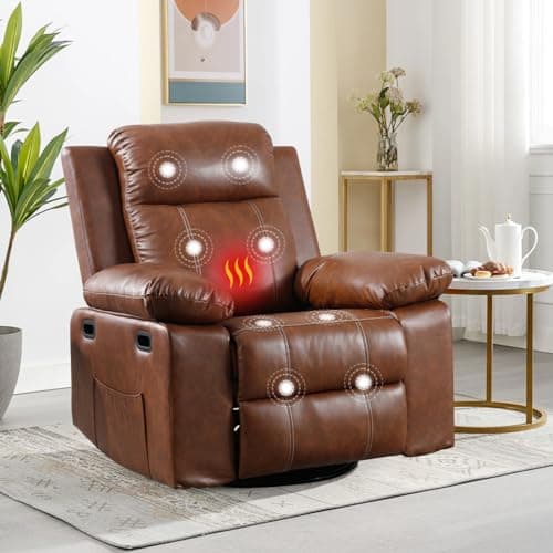 Swivel Rocker Massage Chair for Adults with Heat and Vibration