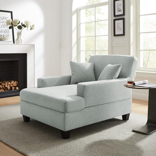 47" Adjustable Backrest Chaise Lounge Chair with Pillows, Oversized for Living Room, Bedroom, Office (Light Khaki)