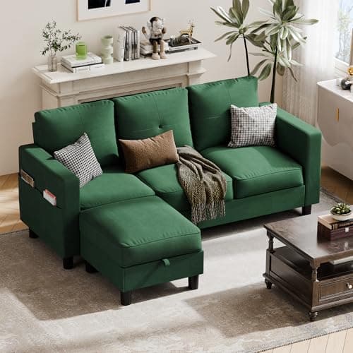 Dark Gray JY Convertible Sectional with L-Shaped Ottoman for Small Spaces