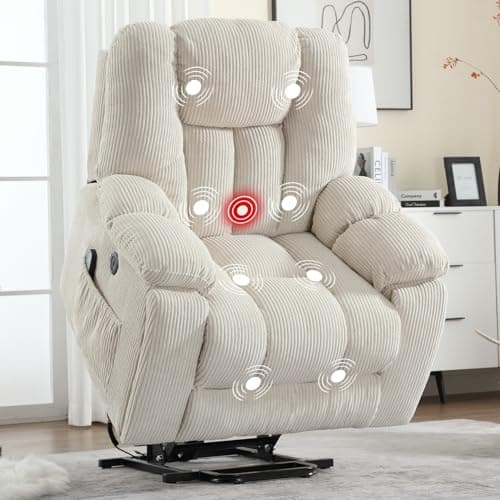 CANMOV Smoke Gray Power Lift Recliner with Massage, Heat, and Safety Mechanism