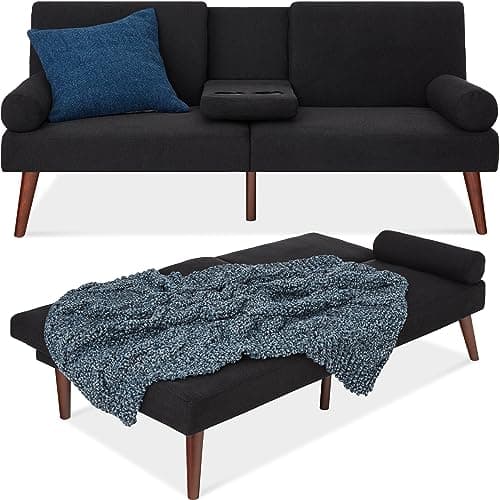 Best Choice Products Mid-Century Modern Convertible Futon Sofa Bed, Gray
