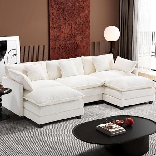 Ihanherry 111.4 Inch 3-Seater Cloud Sofa, Modern Breathable Living Room Couch