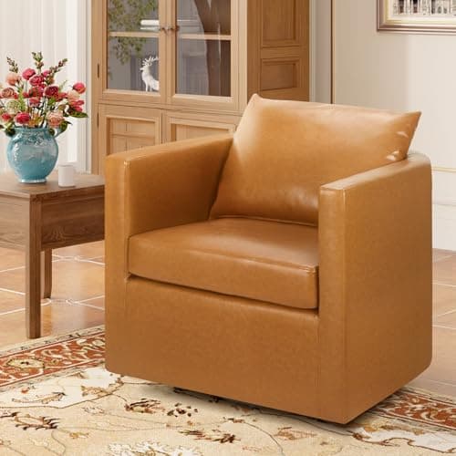 360 Degree Swivel PU Leather Office Chair, Durable & Waterproof