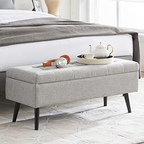 Entryway Storage Ottoman Bench 40 Beige