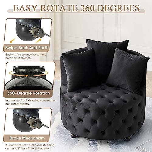 Modern Swivel Chair for Nursery, Living Room, Office, Bedroom - Black