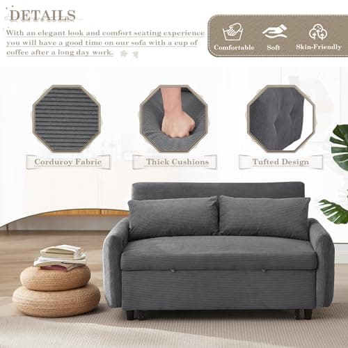 JEEOHEY 3 in 1 Convertible Sleeper Sofa Bed with USB&Type-C Port