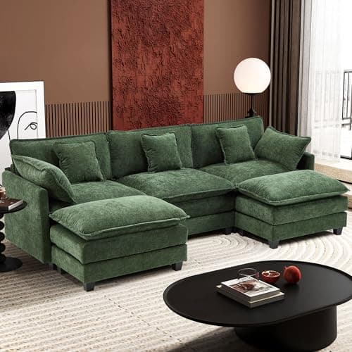 Ihanherry 111.4 Inch 3-Seater Cloud Sofa, Modern Breathable Living Room Couch