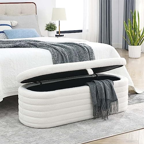 Modern Tufted Ottoman Storage Bench for Bedroom and Living Room - Grey