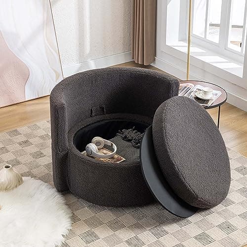Modern Swivel Barrel Chair Set with Storage Function