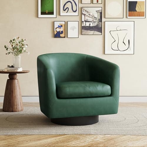Modern Cream UIXE PU Leather Swivel Barrel Club Chair Set (2)