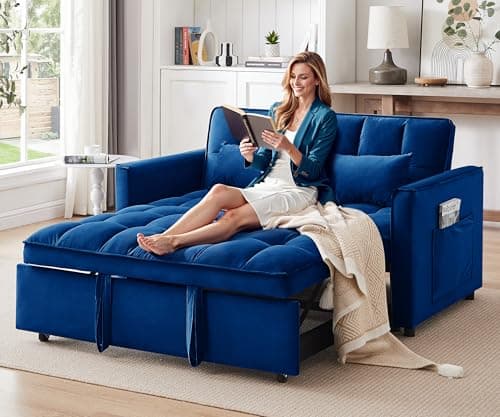 3 in 1 Convertible Sofa Bed, Grey with Side Pocket & Adjustable Backrest