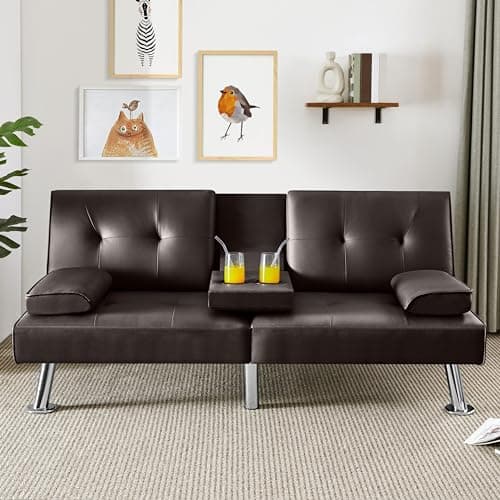 Yaheetech Adjustable Sleeper Sofa, Modern Faux Leather, 772lb Capacity
