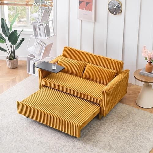 Modern Queen 3-in-1 Convertible Sleeper Couch Bed Velvet Daybed