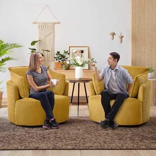 360° Swivel Blue Barrel Armchair with Washable Cushions