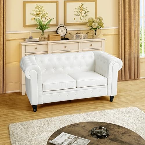 Naomi Home White Chesterfield Tufted Sleever Love Seat 42133AM