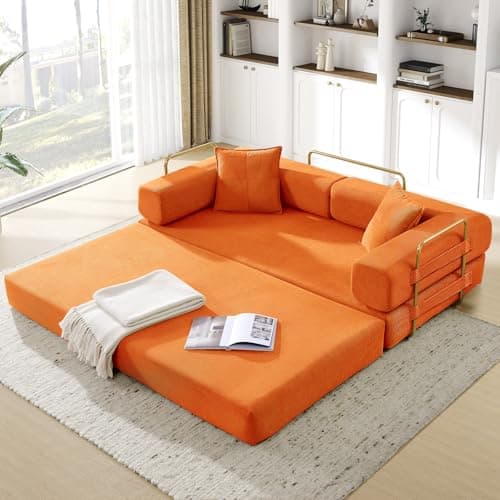 JEEOHEY Convertible Sofa Bed, Queen Size Memory Foam Couch for Living Room & Bedroom, Black