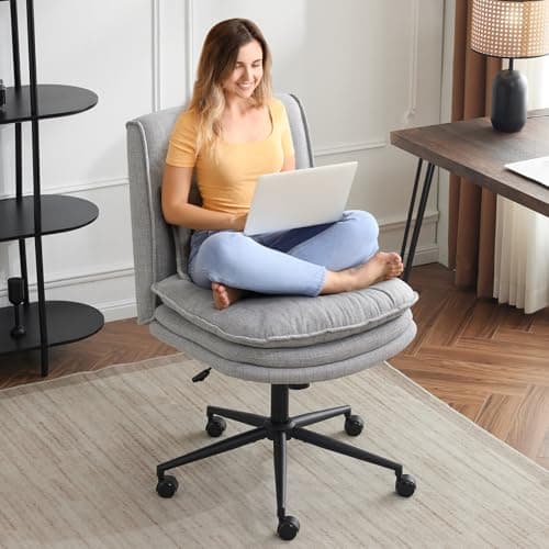 VINGLI Yellow Criss Cross Office Chair, 18" High, Swivel, Padded Seat