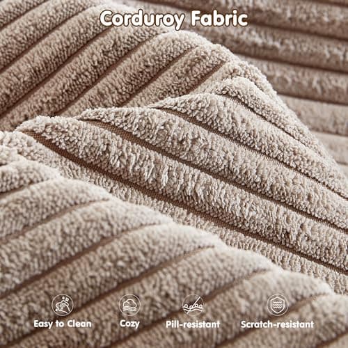 Ovios 104" Cloud Sectional with L-Shaped Chaise, Camel (Corduroy)