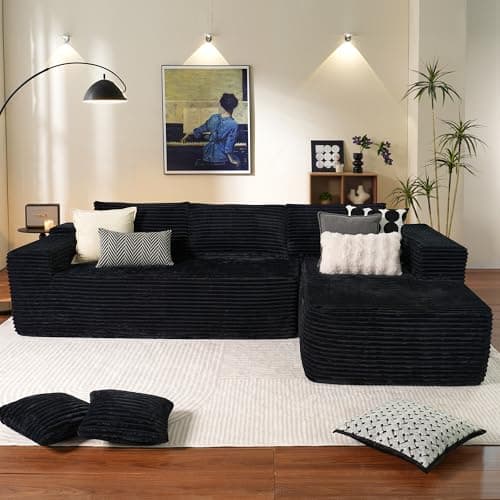 Ovios 104" Cloud Sectional with L-Shaped Chaise, Camel (Corduroy)