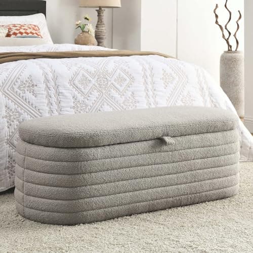 Modern Tufted Ottoman Storage Bench for Bedroom and Living Room - Grey