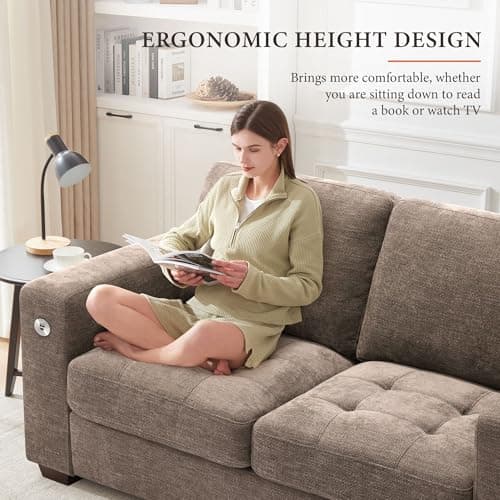 Ihanherry 70 Inch Loveseat with Charging Port & Side Pocket, Comfortable Modern Sofa