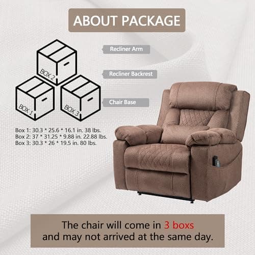 Big Man Power Oversized Recliner with Dual Motor Heat Vibration for Elderly