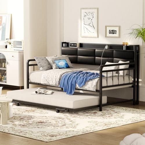 Homieasy Twin Daybed with Trundle and Charging Station