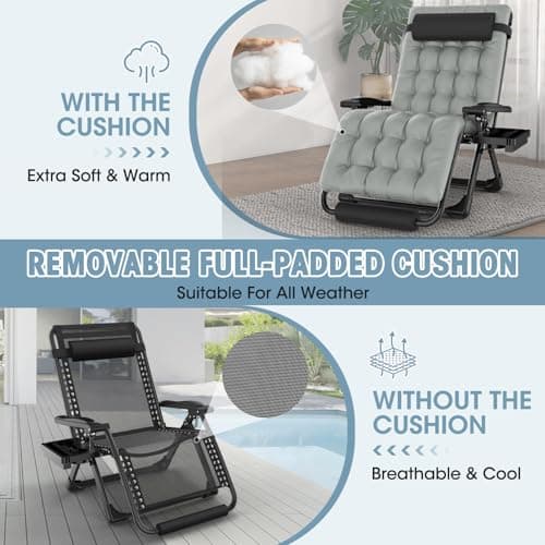 XXL Oversized Zero Gravity Chair with Footrest & Storage, 500lbs Capacity