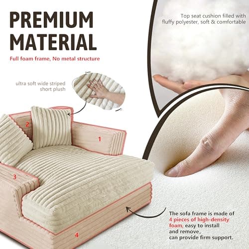 Oversized Chaise Lounge Sofa for Bedroom and Living Room