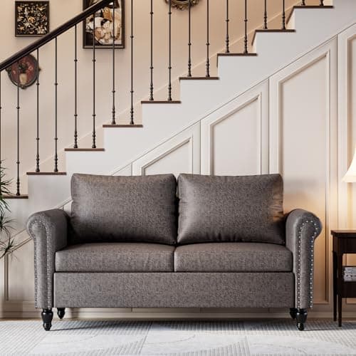 57" Loveseat Sofa Couch for Small Spaces with Solid Wood Legs