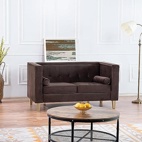 Naomi Home White Chesterfield Tufted Sleever Love Seat 42133AM