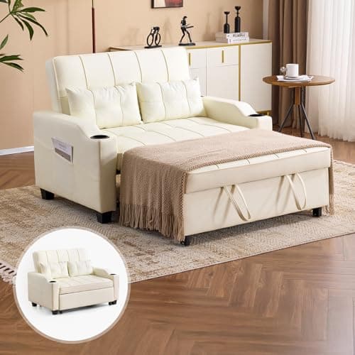 Vingli Light Grey Futon Sofa Bed with USB Ports Armrest