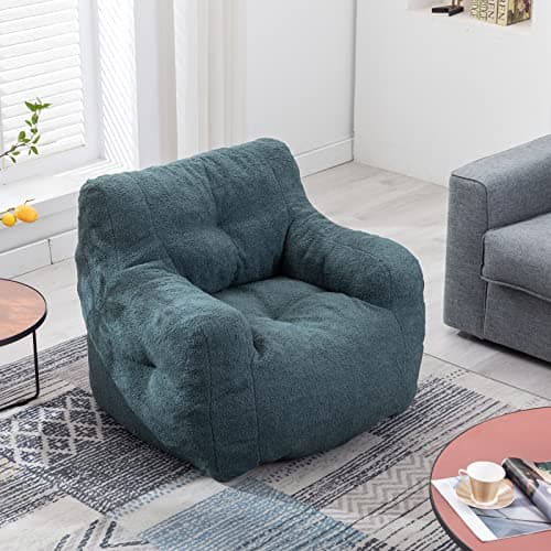 Ultra Soft Beanbag Chair, Teddy Fabric Sofa for Adults & Kids, Chocolate