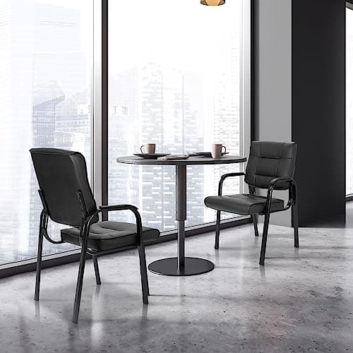 Bonded Leather Executive Guest Chair with Metal Frame for Home Office