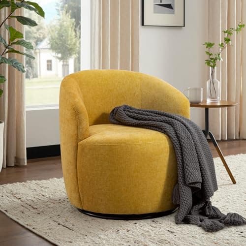 360 Degree Swivel Barrel Chair in Black Chenille Fabric