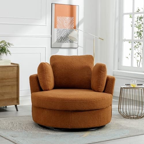 Oversized Swivel Accent Chair for Living Room Bedroom Hotel Office - Beige Boucle
