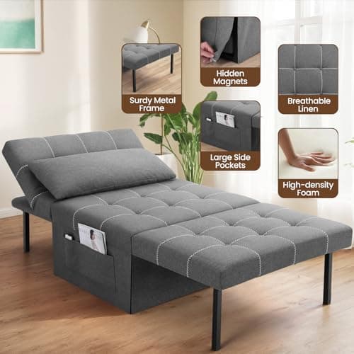 SEJOV 4-in-1 Multi-Function Sofa Bed, Dark Gray