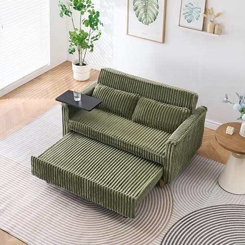 Modern Queen 3-in-1 Convertible Sleeper Couch Bed Velvet Daybed