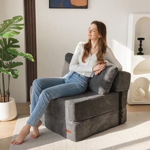 MAXYOYO Convertible Sofa Bed, 4-in-1 Fold Out Lounger, Dark Grey
