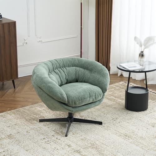 GDFStudio 360° Swivel Chenille Office Chair, Black Metal Base, Brown
